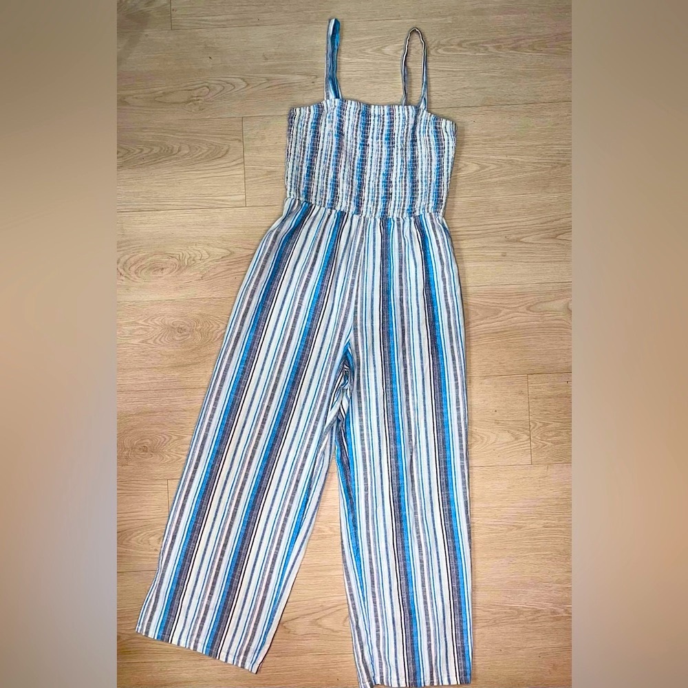 Chances Striped Blue and White‎ Jumpsuit Size Large